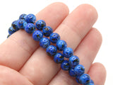 68 6mm Blue and Black Splatter Paint Beads Smooth Round Beads Glass Beads Jewelry Making Beading Supplies Loose Beads to String