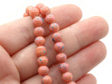 68 6mm Coral and Blue Splatter Paint Beads Smooth Round Beads Glass Beads Jewelry Making Beading Supplies Loose Beads to String