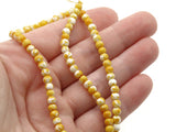 100 4mm White with Yellow Splatter Paint Beads Smooth Round Beads Glass Beads Jewelry Making Beading Supplies Loose Beads to String