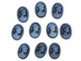 10 18x13mm Cabochons Black Cameo Cabochons Blue Face Cameo Resin Cameos Greek Style Cameo Art Nouveau Cameo Cabs Jewelry Making Supply