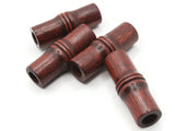 4 Tube Beads 41mm x 16mm Cherry Brown Vintage Wood Beads Wooden Beads Large Hole Beads Chunky Beads Macrame Beads New Old Stock Smileyboy