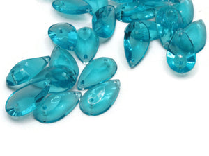 25 20mm Sew On Faceted Teardrop Cabochons Sky Blue Cabochons Vintage West Germany Plastic Cabochons Jewelry Making Beading Supplies