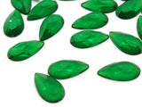 25 20mm Faceted Teardrop Cabochons Clear Green Cabochons Vintage West Germany Plastic Cabochons Jewelry Making Beading Supplies