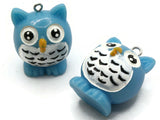 2 31mm Blue Owl Charms Resin Charms Bird Pendants Miniature Cute Charms Jewelry Making Beading Supplies kitsch charms Smileyboy