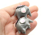 2 31mm Gray Elephant Charms Resin Charms Animal Pendants Miniature Cute Charms Jewelry Making Beading Supplies kitsch charms Smileyboy