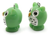 2 31mm Green Owl Charms Resin Charms Bird Pendants Miniature Cute Charms Jewelry Making Beading Supplies kitsch charms Smileyboy