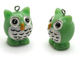 2 31mm Green Owl Charms Resin Charms Bird Pendants Miniature Cute Charms Jewelry Making Beading Supplies kitsch charms Smileyboy