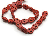 27 15mm Red Howlite Flat Skull Beads Gemstone Beads Stone Red Dyed Beads Jewelry Making Beading Supplies