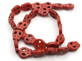 27 15mm Red Howlite Flat Skull Beads Gemstone Beads Stone Red Dyed Beads Jewelry Making Beading Supplies