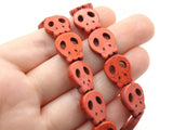 27 15mm Red Howlite Flat Skull Beads Gemstone Beads Stone Red Dyed Beads Jewelry Making Beading Supplies