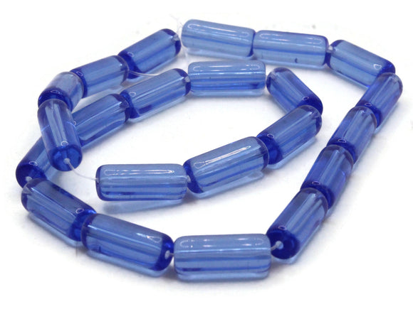 15mm Clear Blue Glass Tube Beads Transparent Beads Jewelry Making Beading Supplies 12.5 Inch Bead Strand Loose Beads