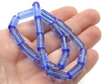15mm Clear Blue Glass Tube Beads Transparent Beads Jewelry Making Beading Supplies 12.5 Inch Bead Strand Loose Beads