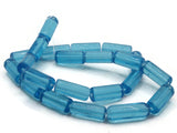 15mm Clear Sky Blue Glass Tube Beads Transparent Beads Jewelry Making Beading Supplies 12.5 Inch Bead Strand Loose Beads