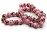 40 10mm Pink with Red and Green Splatter Paint Beads Smooth Round Beads Glass Beads Jewelry Making Beading Supplies Loose Beads to String