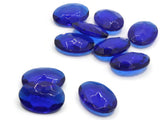 10 25mm Faceted Oval Rhinestones Sapphire Blue Vintage West Germany Plastic Cabochons Jewelry Making Beading Supplies