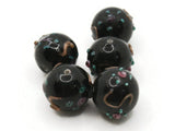 4 16mm Round Black Floral Lampwork Glass Beads Multicolor Glass Beads Jewelry Making Beading Supplies Loose Beads to String