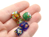 5 10mm Mixed Color Flower Lampwork Glass Beads Floral Cube Beads Jewelry Making Beading Supplies Loose Beads to String