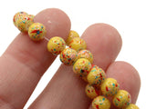 68 6mm Yellow with Red and Green Splatter Paint Smooth Round Beads Glass Beads Jewelry Making Beading Supplies Loose Beads to String