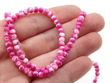 100 4mm White with Pink Splatter Paint Beads Smooth Round Beads Glass Beads Jewelry Making Beading Supplies Loose Beads to String