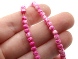 100 4mm White with Pink Splatter Paint Beads Smooth Round Beads Glass Beads Jewelry Making Beading Supplies Loose Beads to String
