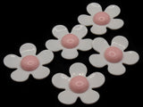 5 36mm Flower Beads White and Pink Daisy Plant Beads Large Plastic Beads Acrylic Beads to String Jewelry Making Beading Supplies