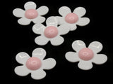 5 36mm Flower Beads White and Pink Daisy Plant Beads Large Plastic Beads Acrylic Beads to String Jewelry Making Beading Supplies