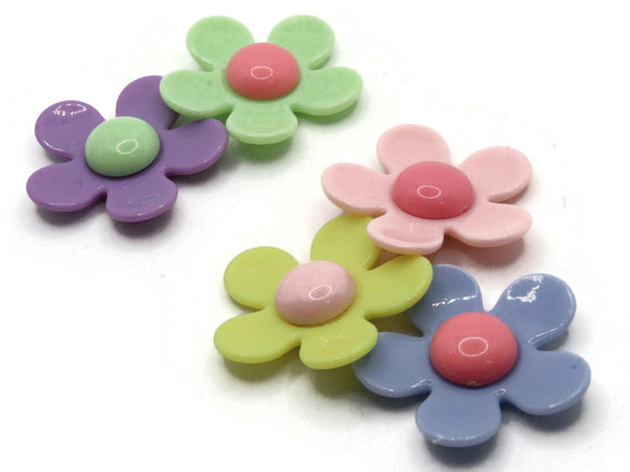 5 36mm Flower Beads Mixed Color Daisy Plant Beads Large Plastic Beads Acrylic Beads to String Jewelry Making Beading Supplies Rainbow