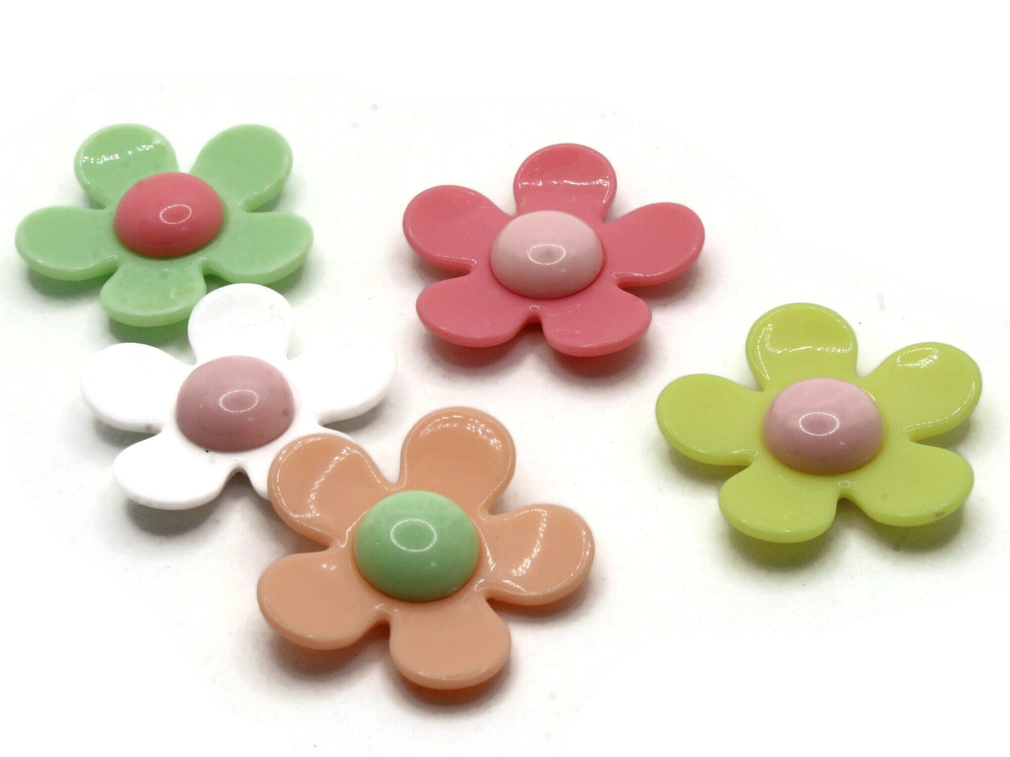 Opaque Acrylic Flower Beads, Sunflower, Mixed Color, 23.5x21.5x5mm, Hole:  2mm