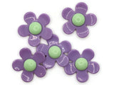5 36mm Flower Beads Purple and Green Daisy Plant Beads Large Plastic Beads Acrylic Beads to String Jewelry Making Beading Supplies