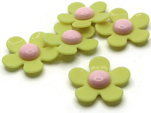 5 36mm Flower Beads Yellow and Pink Daisy Plant Beads Large Plastic Beads Acrylic Beads to String Jewelry Making Beading Supplies