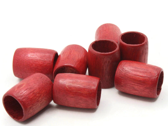 8 19mm x 15mm Red Beads Wood Tube Beads Vintage Beads Wooden Beads Large Hole Beads Loose Beads New Old Stock Beads Macrame Beads