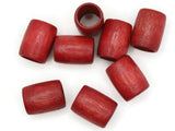 8 19mm x 15mm Red Beads Wood Tube Beads Vintage Beads Wooden Beads Large Hole Beads Loose Beads New Old Stock Beads Macrame Beads
