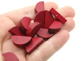 30 20mm Burgundy Red Semi-Circle Beads Flat Disc Half Coin Wood Beads Wooden Beads Jewelry Making Beading Supplies Loose Beads