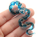 Sky Blue Gold and Clear Spiral Glass Pendant Snake Pendant Jewelry Making Beading Supplies