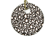 68mm Polymer Clay Pendant in Browns White and Black Spots Flat Circle Gogo Pendant Jewelry Making Beading Supplies
