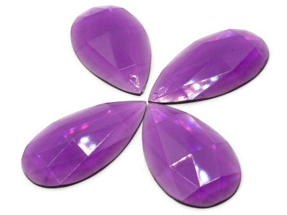 4 50mm Faceted Teardrop Cabochons Purple Cabochons Vintage West Germany Plastic Cabochons Jewelry Making Beading Supplies
