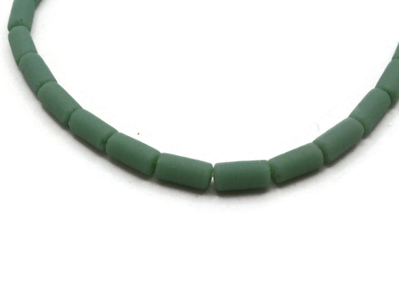 24 8mm Green Frosted Glass Tube Beads Jewelry Making Beading Supplies Loose Beads Smooth Tube Beads