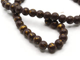 68 6mm Brown and Gold Splatter Paint Beads Smooth Round Beads Glass Beads Jewelry Making Beading Supplies Loose Beads to String