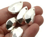 5 26mm Silver Faceted Teardrop Beads Vintage Silver Plated Plastic Beads Jewelry Making Beading Supplies Shiny Metal Focal Beads