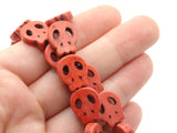 27 15mm Red Howlite Flat Skull Beads Gemstone Beads Stone Red Dyed Beads Jewelry Making Beading Supplies