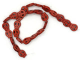27 15mm Red Howlite Flat Skull Beads Gemstone Beads Stone Red Dyed Beads Jewelry Making Beading Supplies