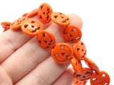 26 15mm Howlite Pumpkin Beads Jack O' Lantern Gemstone Beads Dyed Beads Orange Stone Beads Jewelry Making Beading Supplies