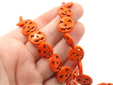 26 15mm Howlite Pumpkin Beads Jack O' Lantern Gemstone Beads Dyed Beads Orange Stone Beads Jewelry Making Beading Supplies