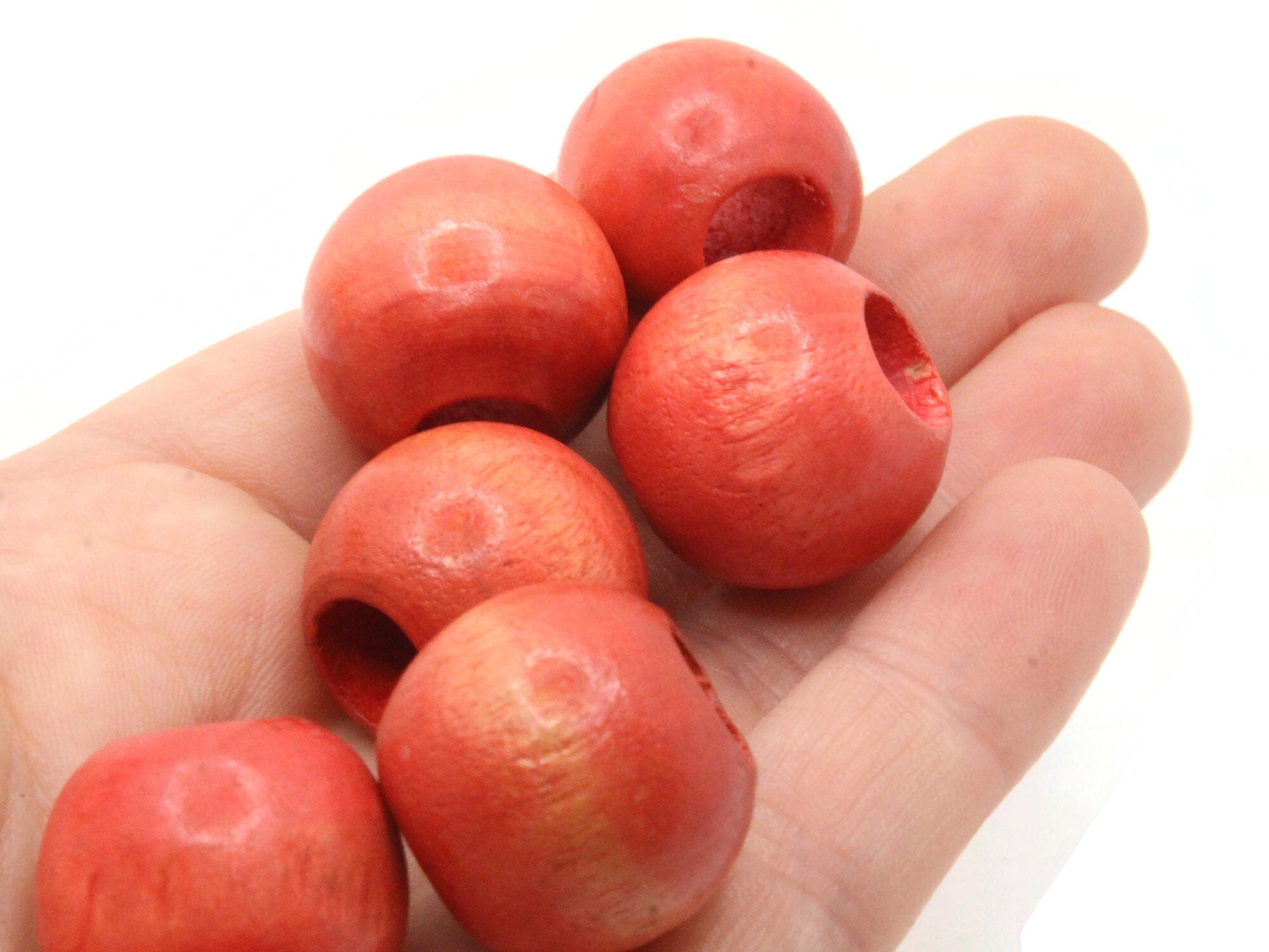 6 21mm x 19mm Red Orange Round Vintage Wood Large Hole Loose Beads by Smileyboy Beads | Michaels
