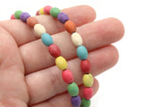 49 8mm Multi-color Beads Oval Stone Beads Howlite Beads Synthetic Turquoise Beads Dyed Beads Full Strand Assorted Color Bead Jewelry Making