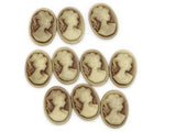 10 18mm x 13mm Brown Cameo Cabochons Resin Cabochons Greek Style Cameo Woman Face Cameo Cabs Art Nouveau Cameo