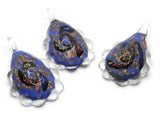 Multi-Color on Blue Spiral Foil Glass Pendant Teardrop Pendant Jewelry Making Beading Supplies