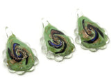 Multi-Color on Green Spiral Foil Glass Pendant Teardrop Pendant Jewelry Making Beading Supplies