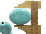 13 27mm Howlite Flat Oval Large Hole Gemstone Beads Dyed Turquoise Blue Worry Beads Jewelry Making Beading Supplies Howlite Stone Beads