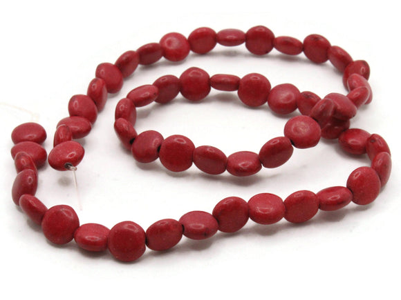 52 8mm Howlite Coin Beads Gemstone Beads Dyed Beads Red Beads Jewelry Making Beading Supplies Howlite Stone Beads